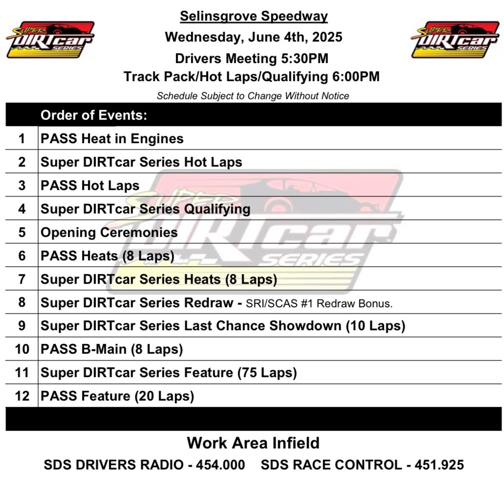 SuperDIRTcar's tweet photo. Check out the Order of Events for tonightโs #SCShowdown! https://t.co/oSBHhjZlG1