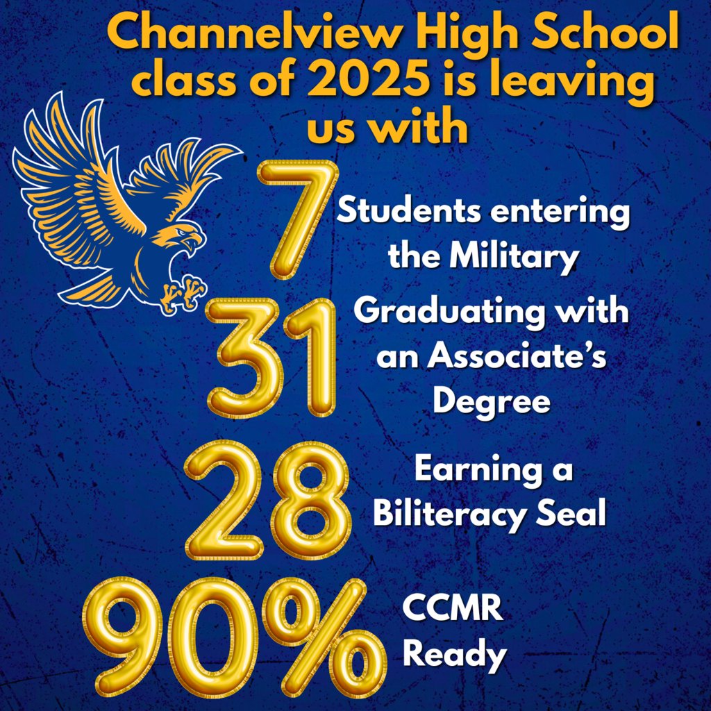 🎓💙 Channelview High School Class of 2025 — You Did It! 💛🦅
We’re proud to celebrate the incredible accomplishments of this year’s seniors

👏 Let’s give it up for the #CHSClassOf2025 as they soar into their next chapter!