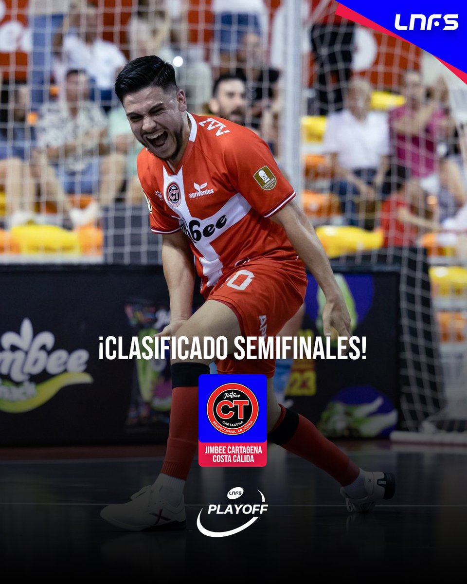 LNFS (@lnfs) on Twitter photo 🥳 ¡𝐂𝐋𝐀𝐒𝐈𝐅𝐈𝐂𝐀𝐃𝐎!
⚪🔴 <a href="/JimbeeCartagena/">Jimbee Cartagena Costa Cálida</a> sigue con la defensa de su corona y se mete en la serie de semifinales
#PlayOffLNFS #LigaFutsalProfesional 🥳 ¡𝐂𝐋𝐀𝐒𝐈𝐅𝐈𝐂𝐀𝐃𝐎!
⚪🔴 <a href="/JimbeeCartagena/">Jimbee Cartagena Costa Cálida</a> sigue con la defensa de su corona y se mete en la serie de semifinales
#PlayOffLNFS #LigaFutsalProfesional