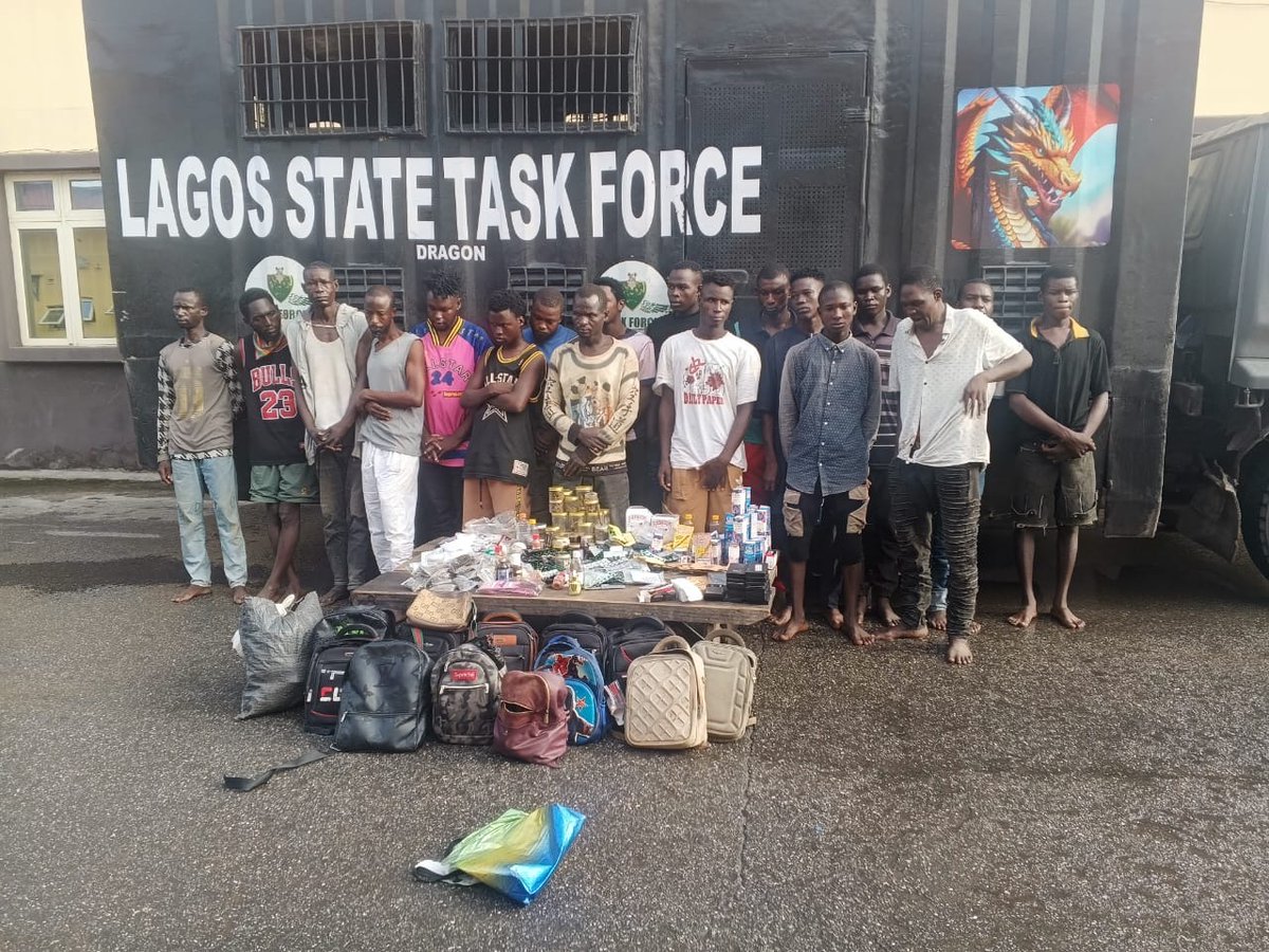 The Lagos State Govt (@followlasg) on Twitter photo LAGOS TASKFORCE BUSTS ILLICIT DRUG PEDDLERS, ADDICTSā HIDEOUTS AT GOWON ESTATE
⦠Arrests 19 Suspects
⦠Agency Vows To Eradicate their Activities
facebook.com/share/p/1DwWrrā¦
<a href="/jidesanwoolu/">Babajide Sanwo-Olu</a> <a href="/drobafemihamzat/">Obafemi Hamzat</a> <a href="/Taskforce112/">Lagos State TaskForce</a> <a href="/gbenga_omo/">Gbenga Omotoso</a> <a href="/gboyegaakosile/">Gboyega Akosile</a> <a href="/BSaluHundeyin/">Bimbola Salu-Hundeyin</a> <a href="/Mr_JAGs/">Jubril A. Gawat</a> <a href="/Riddwane/">AJE</a> LAGOS TASKFORCE BUSTS ILLICIT DRUG PEDDLERS, ADDICTSā HIDEOUTS AT GOWON ESTATE
⦠Arrests 19 Suspects
⦠Agency Vows To Eradicate their Activities
facebook.com/share/p/1DwWrrā¦
<a href="/jidesanwoolu/">Babajide Sanwo-Olu</a> <a href="/drobafemihamzat/">Obafemi Hamzat</a> <a href="/Taskforce112/">Lagos State TaskForce</a> <a href="/gbenga_omo/">Gbenga Omotoso</a> <a href="/gboyegaakosile/">Gboyega Akosile</a> <a href="/BSaluHundeyin/">Bimbola Salu-Hundeyin</a> <a href="/Mr_JAGs/">Jubril A. Gawat</a> <a href="/Riddwane/">AJE</a>