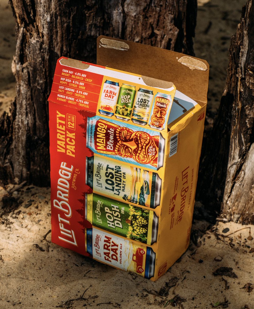 Lift Bridge Brewing (@liftbridge) on Twitter photo Gone Fishin' π£
Get ready for the weekend ahead with our new variety twelve-pack featuring (3) cans each of Farm Day, Hop Dish, Mango Blonde, and Lost Landing Hazy IPA!
Find it near you π liftbridgebrewery.com/brew-finder/ Gone Fishin' π£
Get ready for the weekend ahead with our new variety twelve-pack featuring (3) cans each of Farm Day, Hop Dish, Mango Blonde, and Lost Landing Hazy IPA!
Find it near you π liftbridgebrewery.com/brew-finder/