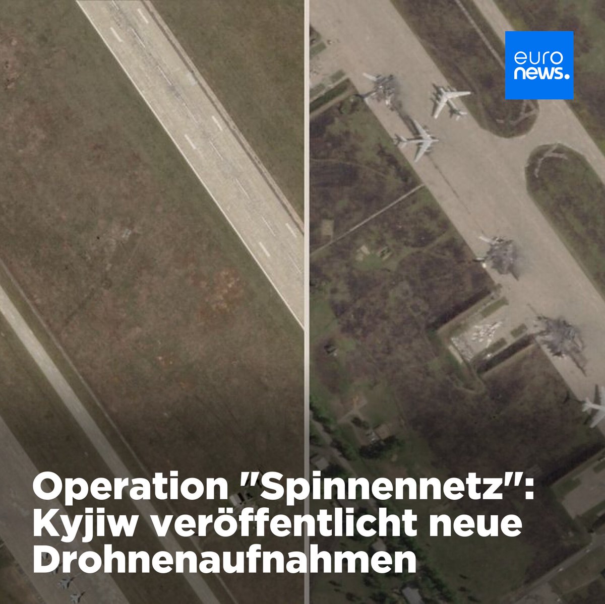 Der ukrainische Sicherheitsdienst hat am Mittwoch neue Drohnenaufnahmen von seiner Operation "Spinnennetz" veröffentlicht, die zeigen, wie genau Kyjiw 41 schwere russische Militärbomber abgeschossen hat.
➡️ l.euronews.com/GEN