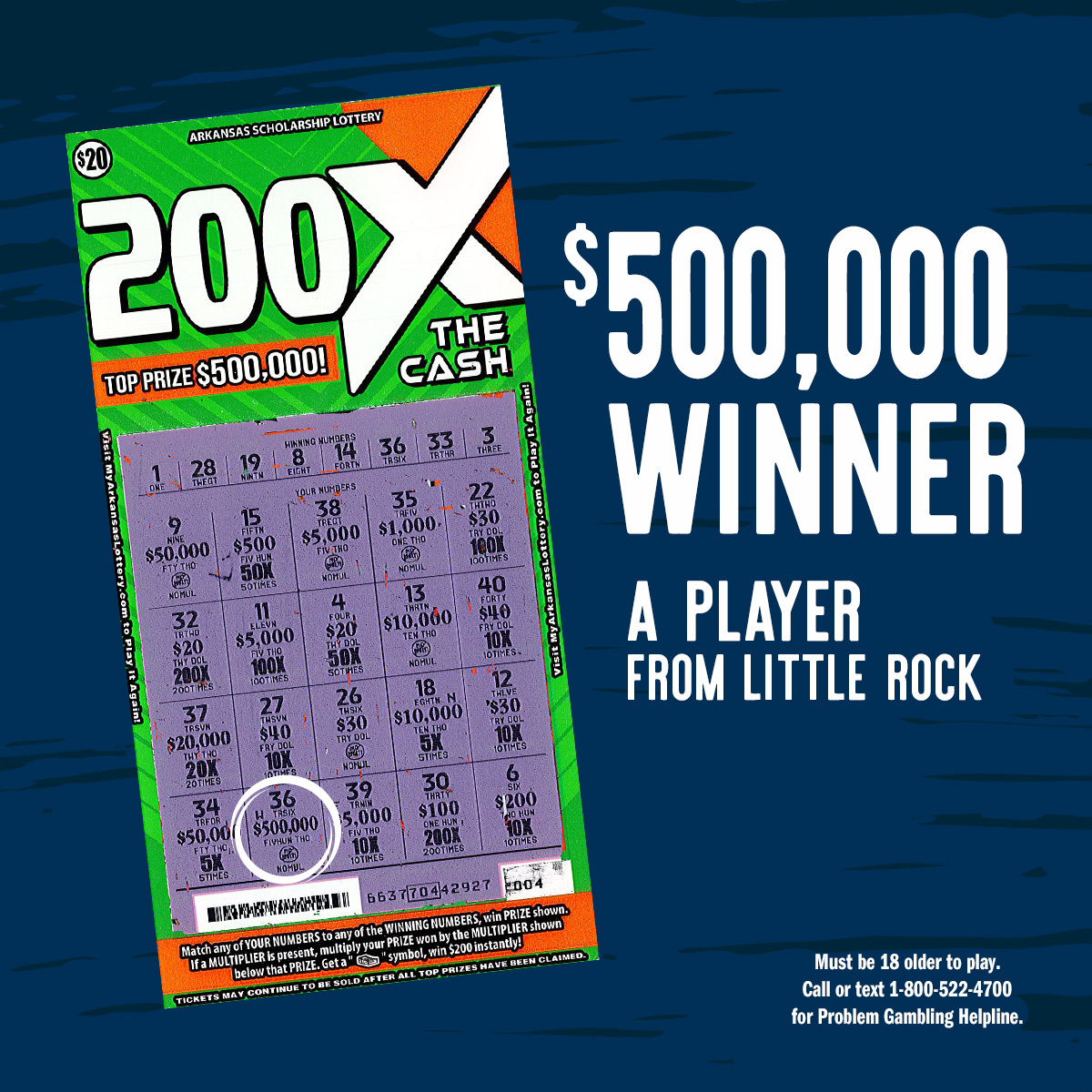 Sometimes it all clicks. One lucky player from Little Rock bought a 200X the Cash ticket after a change in plans. Now she's a $500,000 WINNER! #ThisIsWinning MyArkansasLottery.com/Games/200X-Cash