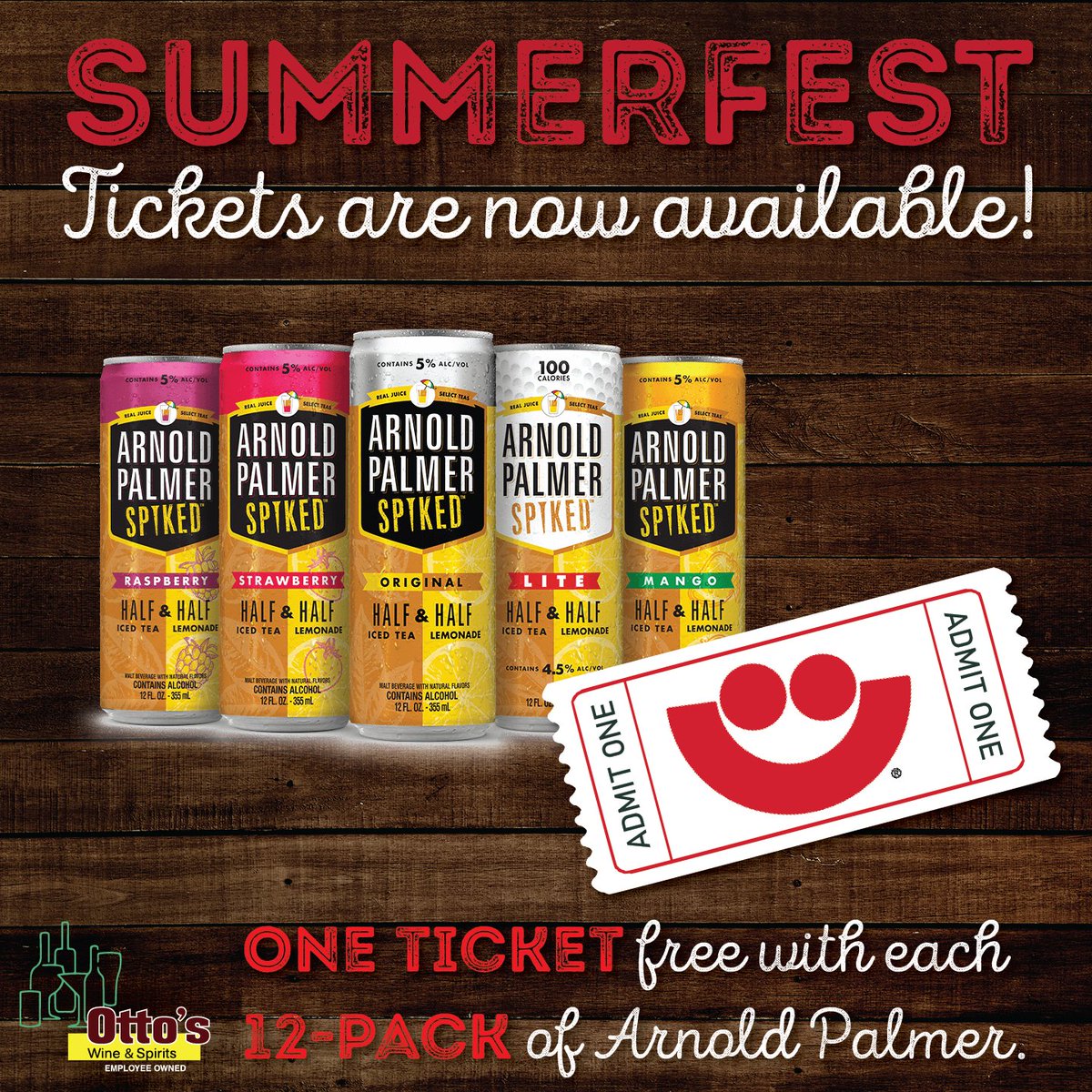 Looking for free Summerfest tickets!  4 different beverage options to choose from to get your free ticket! <a href="/Summerfest/">Summerfest</a> 
Tickets available while supplies last!