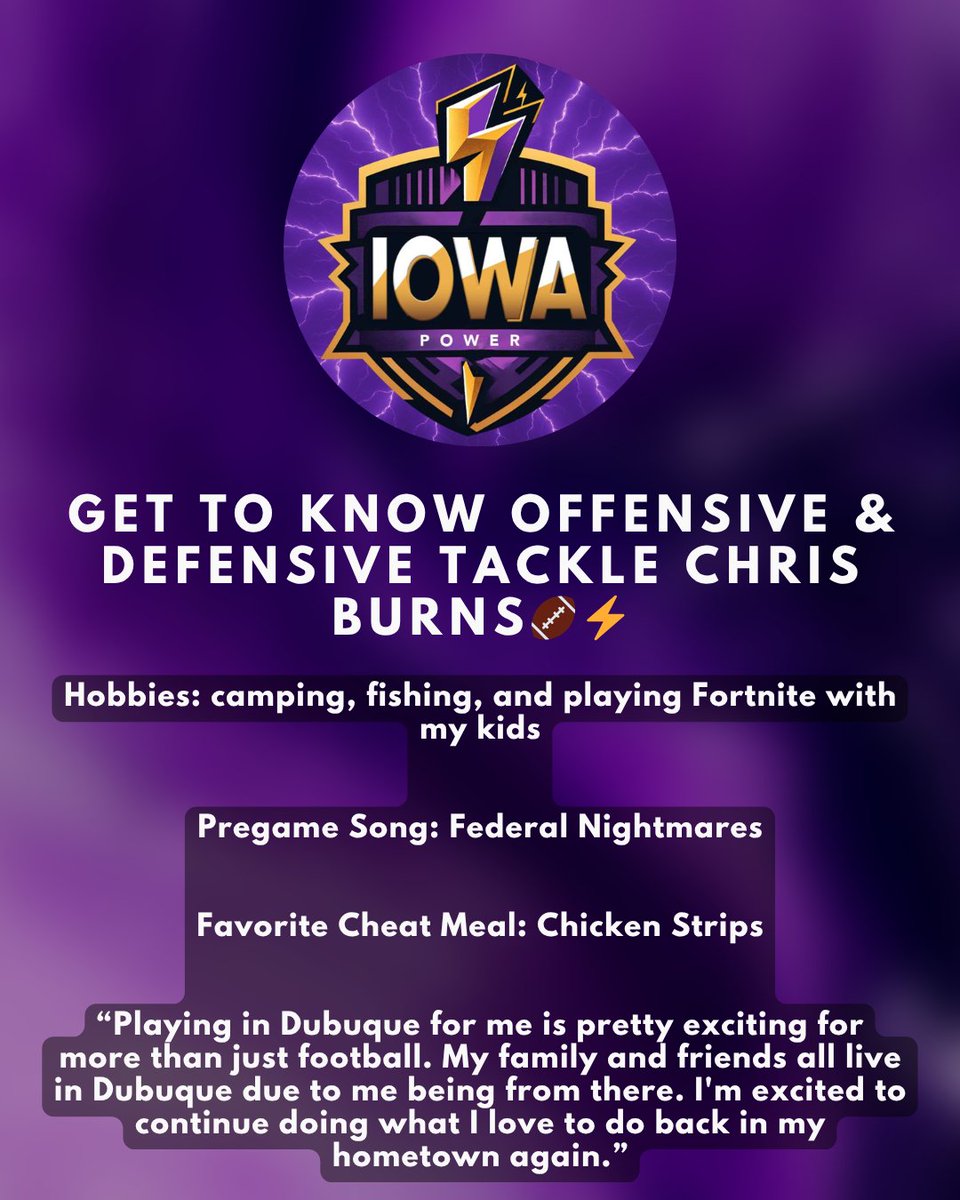 Iowa_Power's tweet image. Dominating the arena one snap at a time. Chris is coming for it all. 💣⚡
#ArenaFootball #IowaPower #GridironBeast #MeetThePlayer #PowerUp #FootballEnergy #GameChanger #ArenaStrong