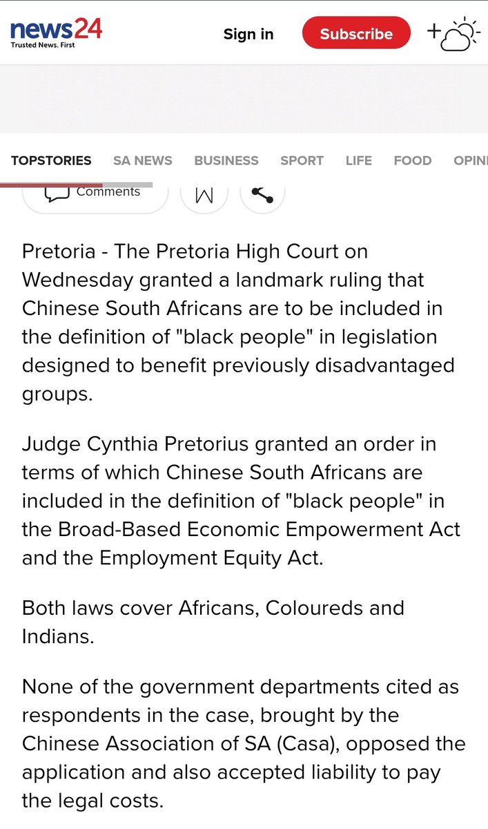 It's official: Chinese South Africans are now classified as Black in legislation and are therefore, beneficiaries of the current apartheid.