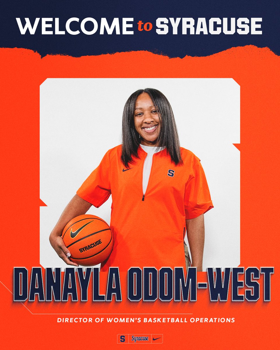 Syracuse Women's Basketball (@cusewbb) on Twitter photo Excited to have <a href="/danayla_odom/">Danayla Odom</a> join us as our new Director of Basketball Operations
Read more about Danayla Odom-West and our staff updates ‡οΈ
π: bit.ly/3ZR3slh Excited to have <a href="/danayla_odom/">Danayla Odom</a> join us as our new Director of Basketball Operations
Read more about Danayla Odom-West and our staff updates ‡οΈ
π: bit.ly/3ZR3slh