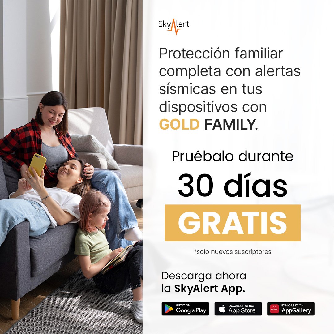 SkyAlertMx's tweet photo. 📱💻 Protege a tu familia con tecnología confiable.
Con #GOLDFamily, tú y tus seres queridos recibirán alertas sísmicas en 4 celulares y 4 computadoras al instante.

Suscríbete hoy y mantén segura a tu familia 👇
https://t.co/sTwGti6eGx

#SkyAlert #SkyAlertApp #AlertaSísmica #LaAlertaConfiable
