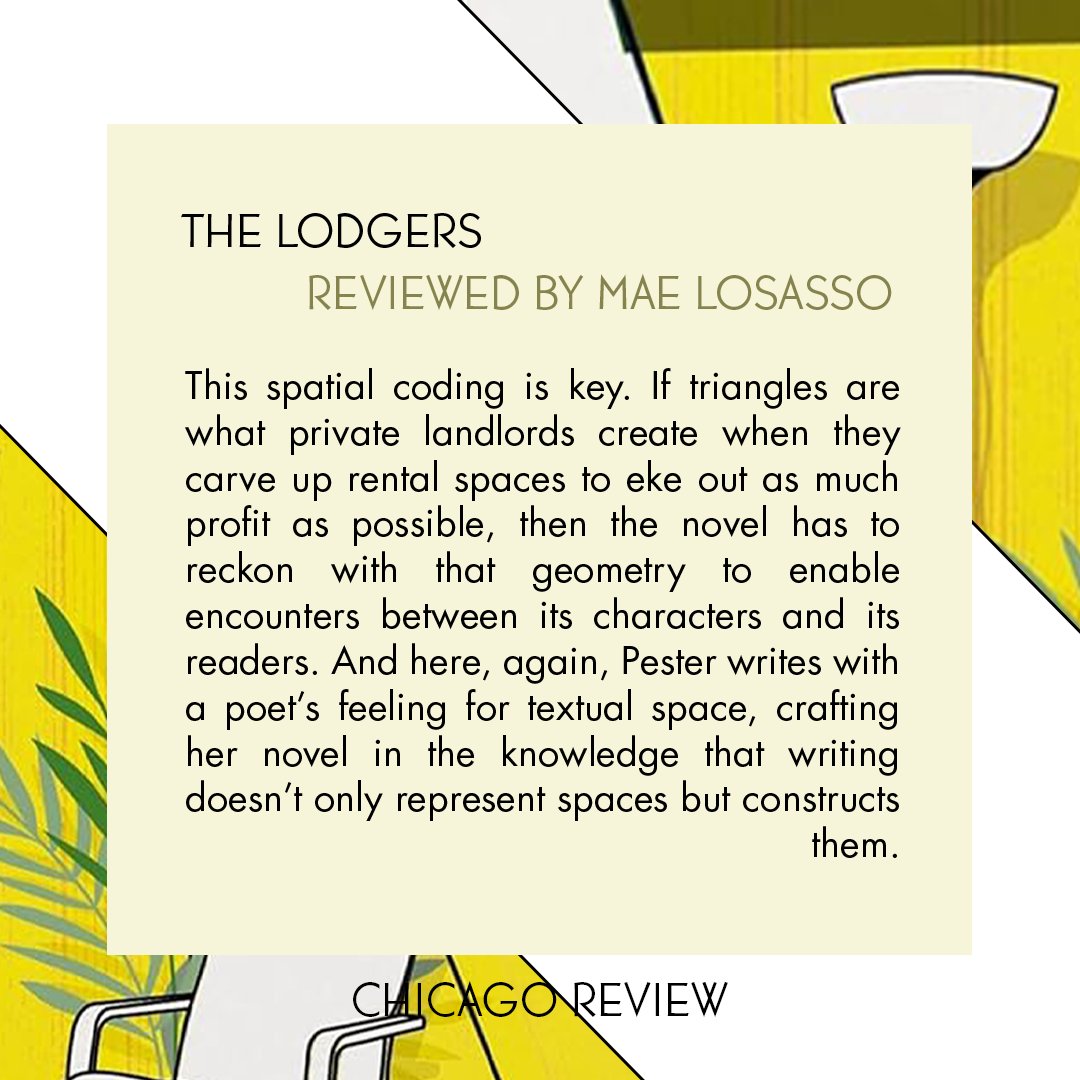 chireview's tweet image. From new print issue 68:01, Mae Losasso's review of "The Lodgers" is now available on our website. Get a feel for the nonfiction in the issue (or pickup a copy!) here: chicagoreview.org/holly-pester-t…