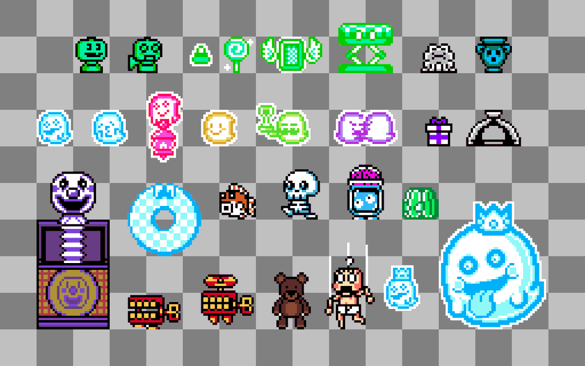 MaxBeforeTheOne's tweet image. Got another sprite showcase to share, this time featuring the creepy cast from the Mysterious Manor!
#indiedev #gamedev #indiegame #Nintendo #gameboy #gbstudio #pixelart