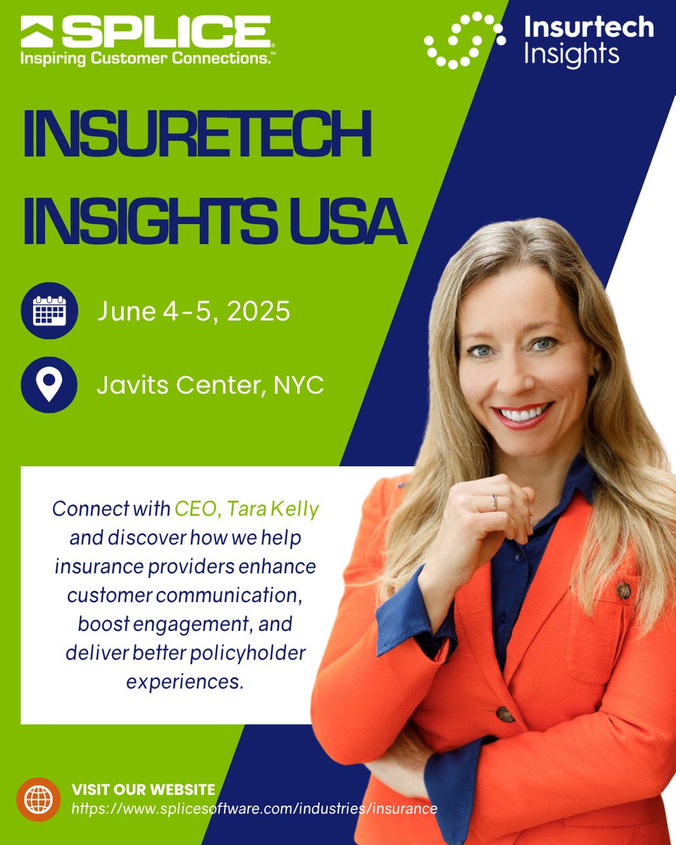 SPLICE Software (@splicesoftware) on Twitter photo Our CEO Tara Kelly is at <a href="/ITI_Insurtech/">Insurtech Insights</a> in NYC June 4–5, connecting with insurance leaders on smarter customer communication.
Think fewer inbound calls + better claims experiences. Let’s chat 👉 hubs.la/Q03qMs_40
#InsurTechInsights #InsurtechConference #Insurance #ITINYC Our CEO Tara Kelly is at <a href="/ITI_Insurtech/">Insurtech Insights</a> in NYC June 4–5, connecting with insurance leaders on smarter customer communication.
Think fewer inbound calls + better claims experiences. Let’s chat 👉 hubs.la/Q03qMs_40
#InsurTechInsights #InsurtechConference #Insurance #ITINYC