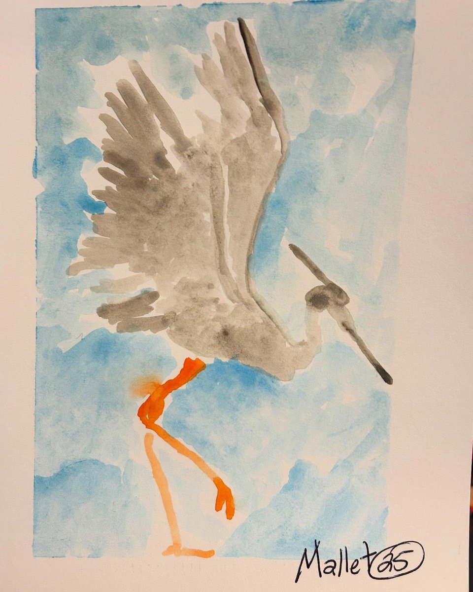 Heron. Watercolor on card stock. 6/4/25