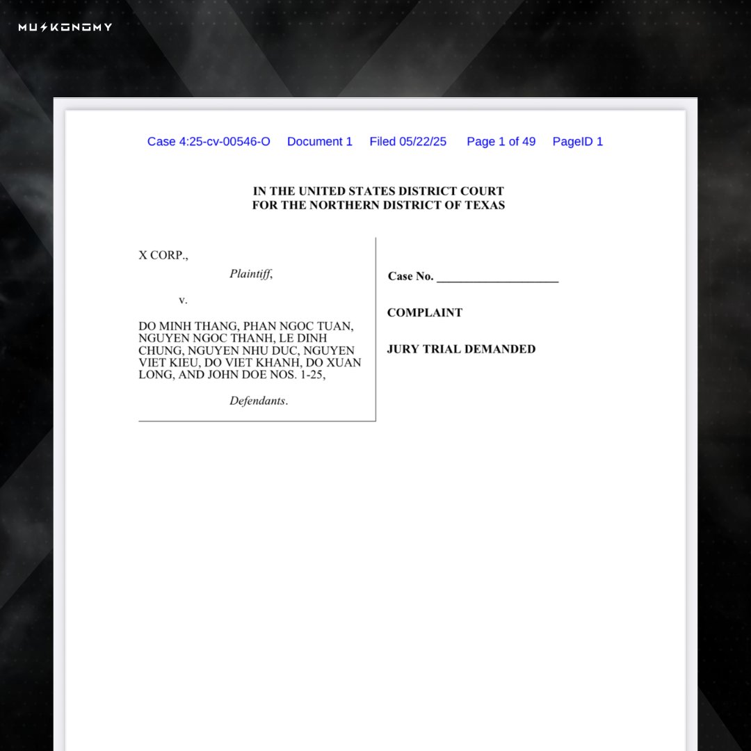 muskonomy's tweet image. 🚨BREAKING: X just filed a federal lawsuit against eight individuals for abusing the Creator Revenue Sharing Program.

They faked engagement, posted fake content, and sold tools to manipulate metrics.