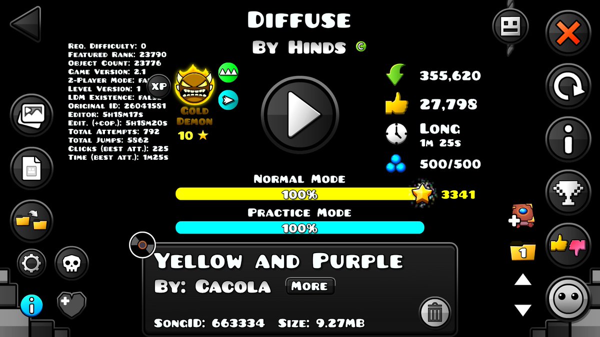 JabsseGD's tweet image. Working on getting back into the game now that I'm out of college, and knocking out two insane demons back to back has gotta be the strongest start I could ask for :)
564 attempts on Gooberverse, 1458 on Diffuse