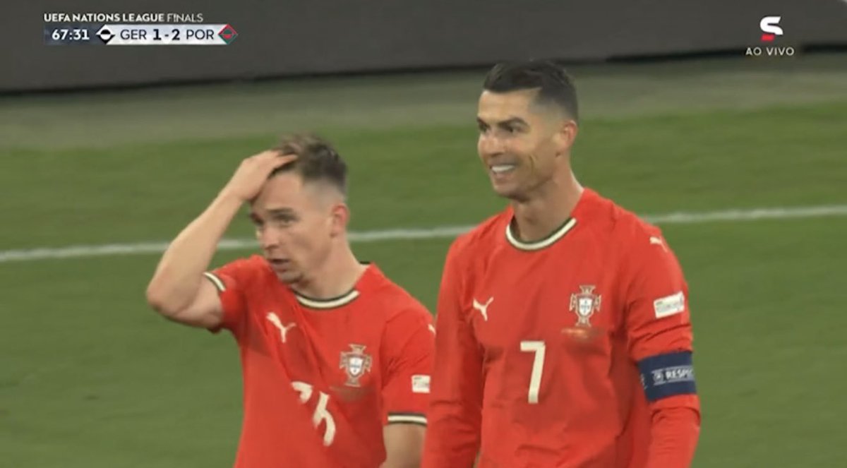 Cristiano Ronaldo na Liga das Nações:

- 8 jogos
- 7 gols

📸 Reprodução/Sportv