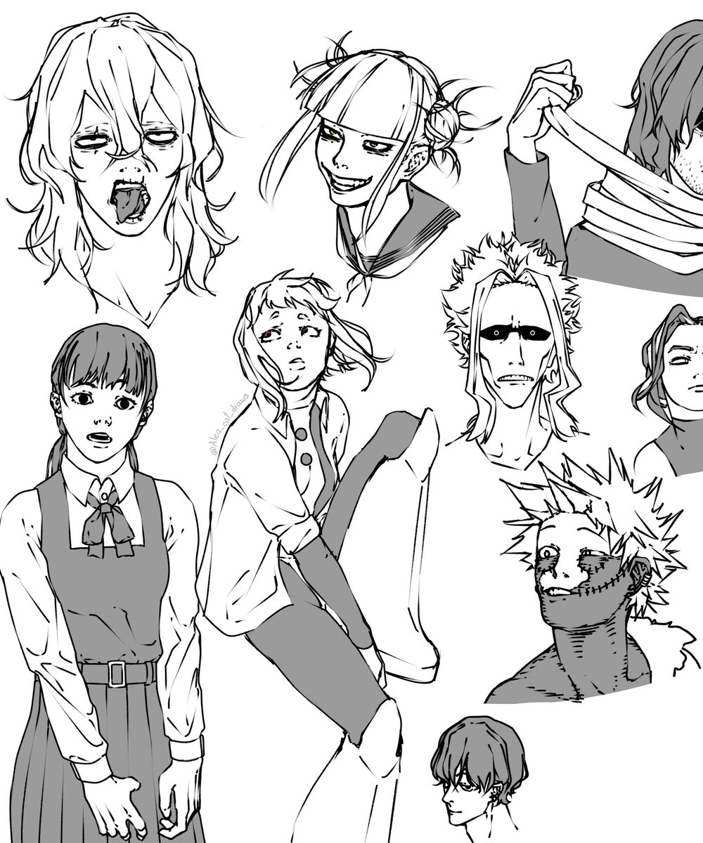 Old mha doodles (ft. Asa and Yoshida from chainsaw man)