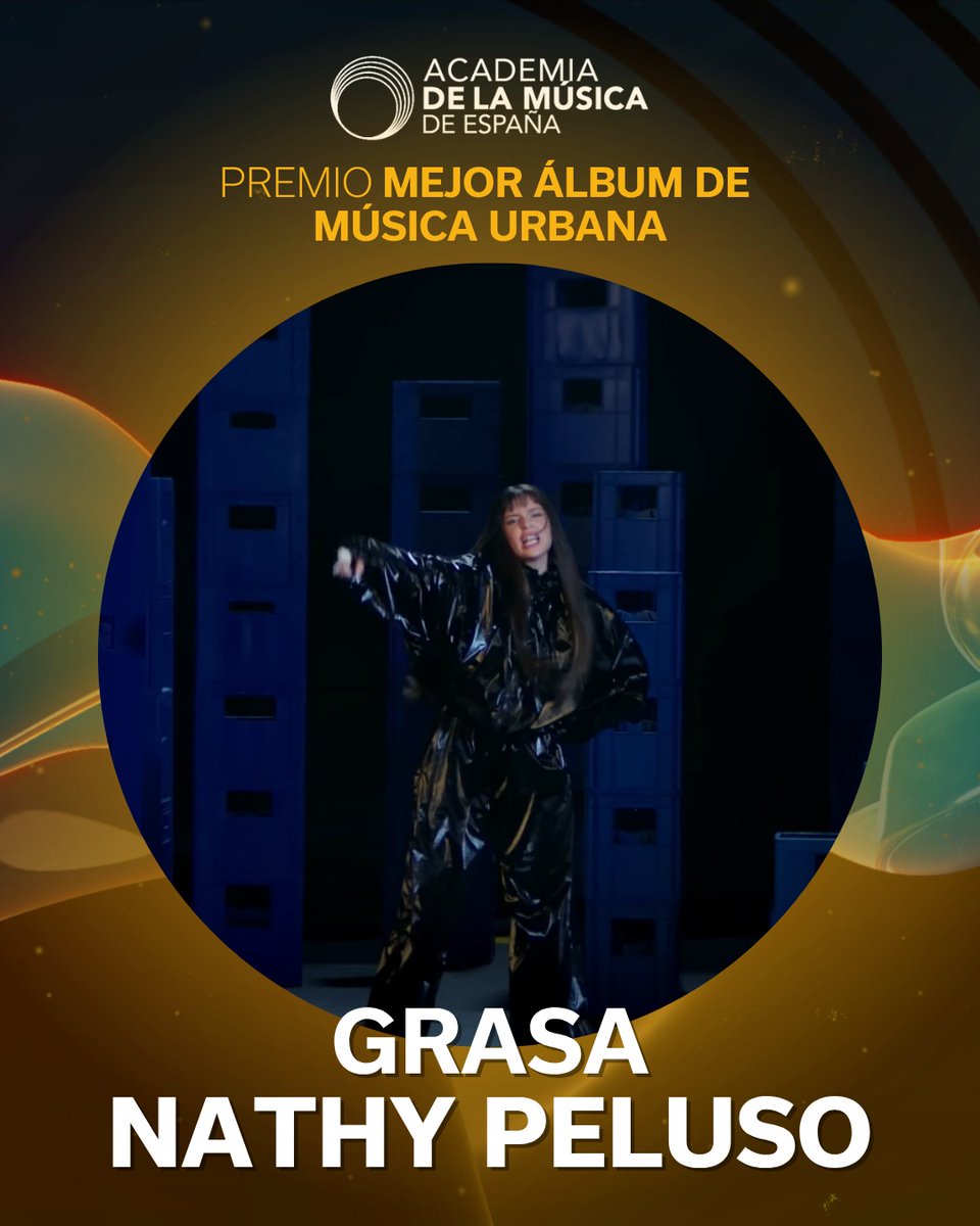 Academia de la Música de España (@academusica) on Twitter photo 🏆El Premio 2025 a Mejor Álbum de Música Urbana es para <a href="/NathyPeluso/">Nathy Peluso</a>
¡Enhorabuena!
#premiosacamus 🏆El Premio 2025 a Mejor Álbum de Música Urbana es para <a href="/NathyPeluso/">Nathy Peluso</a>
¡Enhorabuena!
#premiosacamus