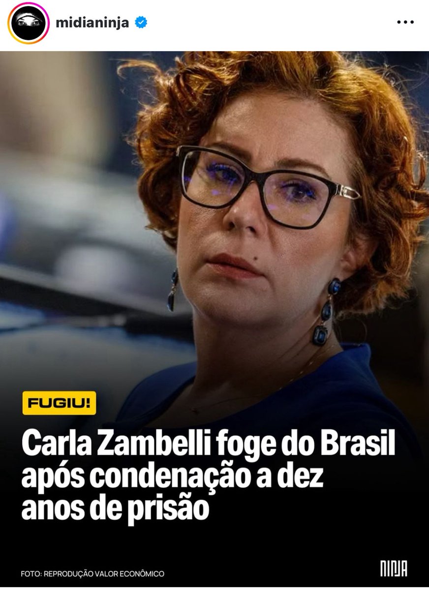 A bolsonarista Carla Zambelli foi condenada pelo STF e fugiu do Brasil.
Agora foi decretada a prisão dela. Está foragida. 
O Brasil estava a beira de um retrocesso sem igual com a tentativa de golpe e de assassinato do presidente Lula, eleito pelo povo.
Mas justiça sendo feita.
