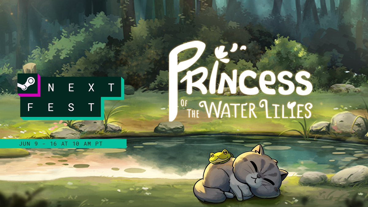 #SteamNextFest is starting this Monday! 🥳

Keep an eye on our #Steam page and play Princess of the Water Lilies for the first time this Monday 🤩

Join a fearless cat and her froggy family as they brave new adversaries.

#PlatformerGame #Demo