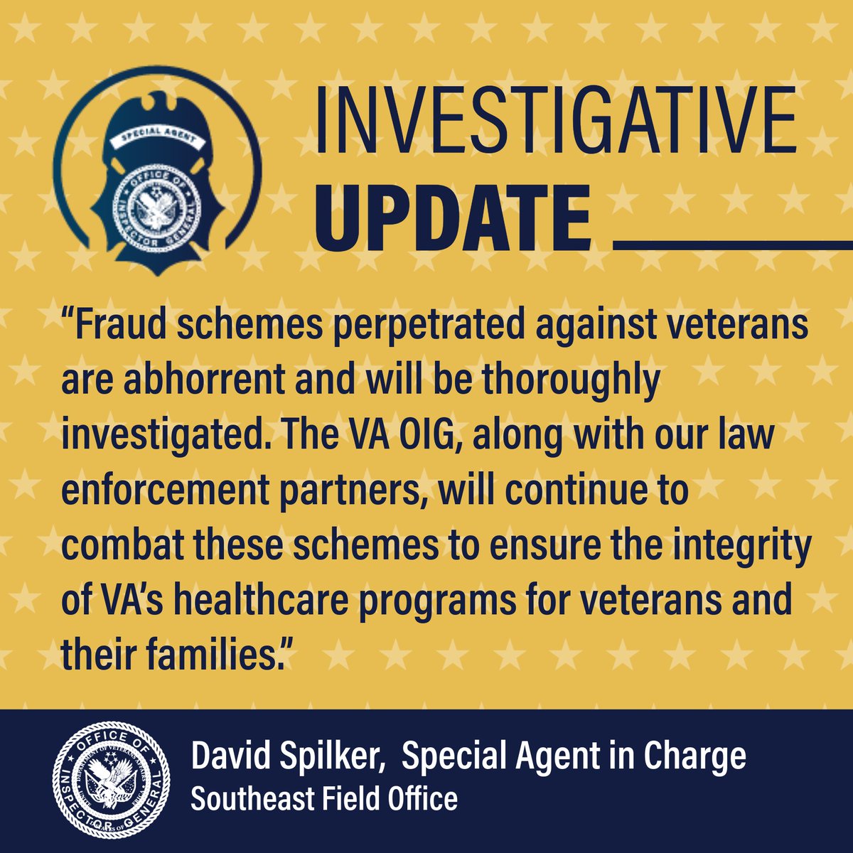The former CEO of a healthcare software company was convicted for his role in a scheme that defrauded federal healthcare benefit programs of more than $ 1 billion. Read this and other investigative updates: vaoig.gov/investigative-….

#veterans #VA #OIG #fraud