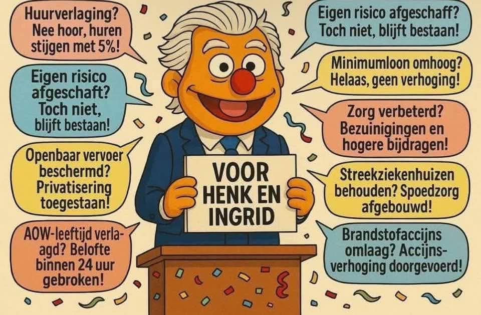 Niks maar dan ook niks waargemaakt! En maar anderen de schuld geven van zijn eigen falen! En dan mensen wijs maken dat hij voor Henk en Ingrid is....in werkelijkheid zet hij mensen tegen elkaar op, geeft een fout beeld van de democratie en hoe het in de Tweede kamer werkt!