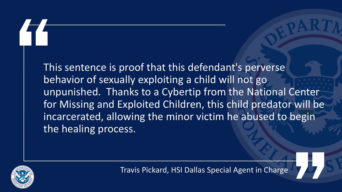 HSI_Dallas's tweet image. Bahamian citizen sentenced to eighteen years for child exploitation crimes following HSI-led investigation.
justice.gov/usao-edok/pr/b…