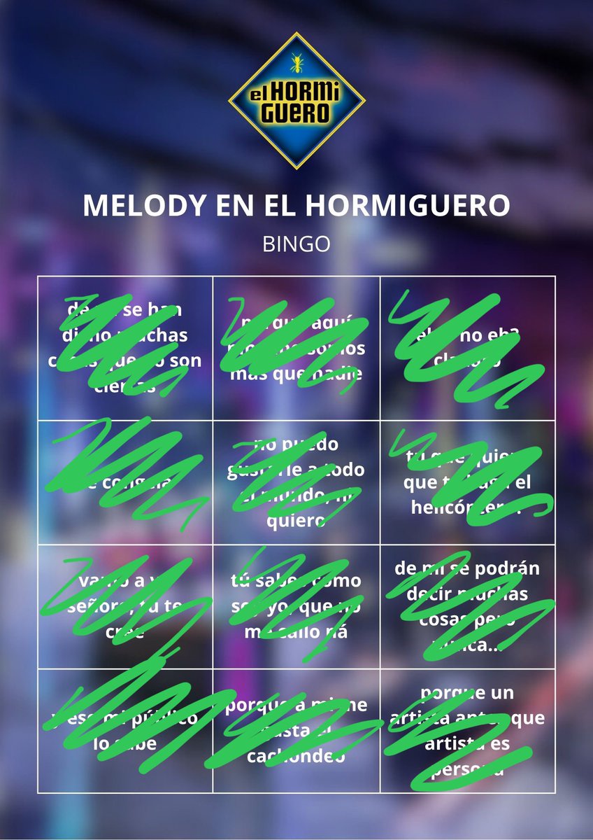 Me confirman por diferentes fuentes que YA HEMOS COMPLETADO (o mejor dicho, Melody ya ha completado) todo el bingo.

FLI-PO.