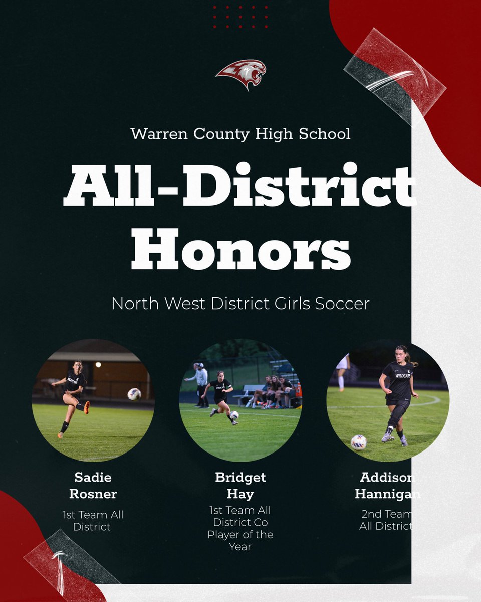 Excited to announce our All-District Players! Sadie and Bridget earned 1st team, Addison earned a 2nd team selection! Ms. Hay is also the Co District Player of the year! We are so proud of these recognition for these special players! <a href="/WarCoAthletics/">Bill Hall - AD</a>