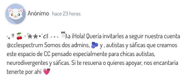 Holaa, vayan a seguir a este nuevo cc <a href="/cclespectrum/">Lespectrum</a> <3

- 💐