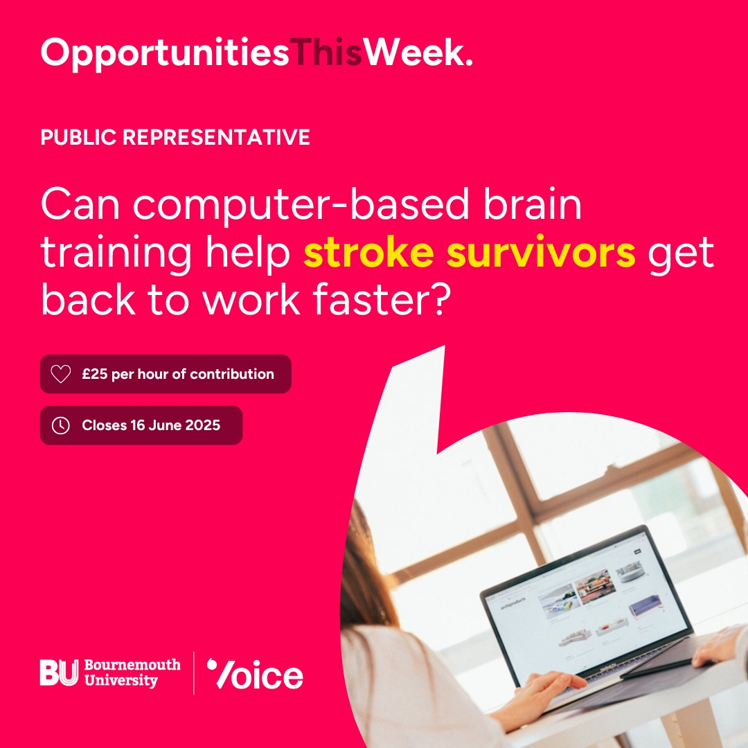 UK National Innovation Centre for Ageing (NICA) (@uknicaofficial) on Twitter photo Have you or someone you love experienced a stroke?
<a href="/bournemouthuni/">Bournemouth Uni</a> are exploring how computer-based therapy can support younger #stroke survivors to improve their thinking skills and return to work more quickly.
Sign up here: bit.ly/43KoJOS 👈
#VoiceOpportunity Have you or someone you love experienced a stroke?
<a href="/bournemouthuni/">Bournemouth Uni</a> are exploring how computer-based therapy can support younger #stroke survivors to improve their thinking skills and return to work more quickly.
Sign up here: bit.ly/43KoJOS 👈
#VoiceOpportunity