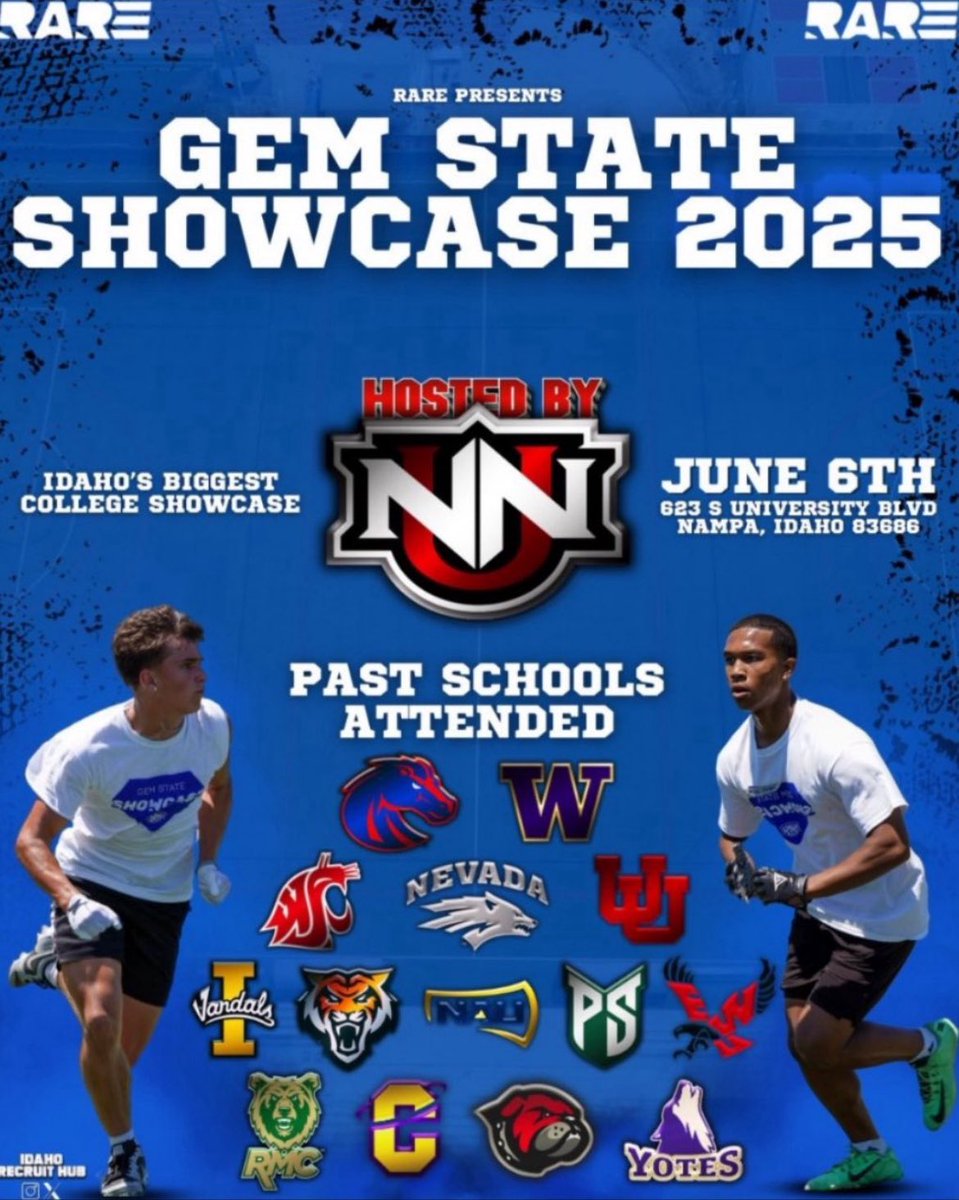 Zach Eason (@easonzach2026) on Twitter photo Can’t wait to compete this Friday at the Gem State Showcase!
<a href="/IdahoRecruitHub/">Idaho Recruit Hub</a> <a href="/RAREAcademyID/">RARE Academy</a> <a href="/PrepRedzoneID/">Prep Redzone Idaho</a> <a href="/MrBurton09/">Jason Burton</a> <a href="/S_Beale79/">Coach Beale</a> Can’t wait to compete this Friday at the Gem State Showcase!
<a href="/IdahoRecruitHub/">Idaho Recruit Hub</a> <a href="/RAREAcademyID/">RARE Academy</a> <a href="/PrepRedzoneID/">Prep Redzone Idaho</a> <a href="/MrBurton09/">Jason Burton</a> <a href="/S_Beale79/">Coach Beale</a>