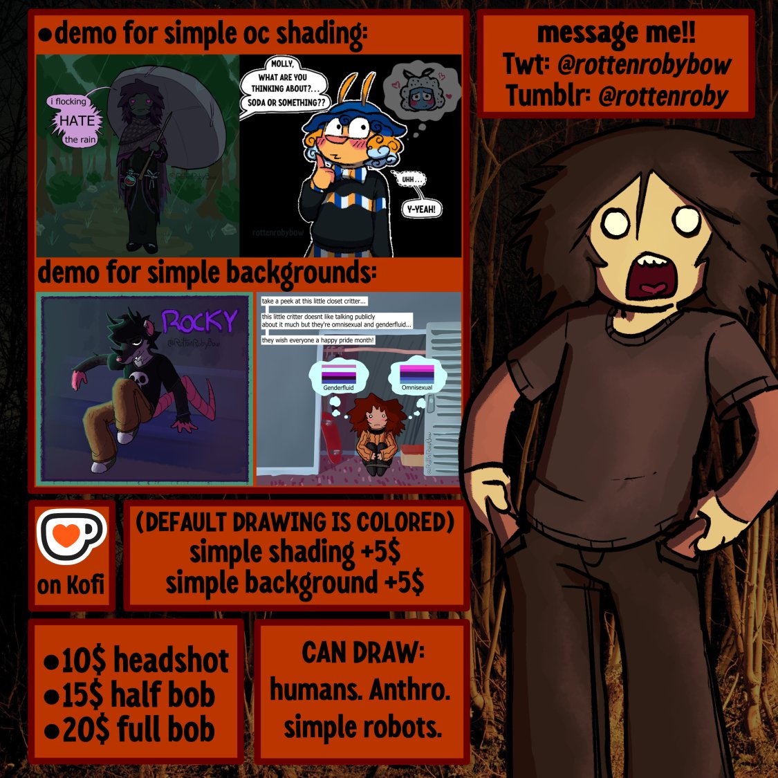 RottenRobyBow's tweet image. Helloooth!!! Im opening up commissions for the first time!! DM me for more info C: tralalala!!