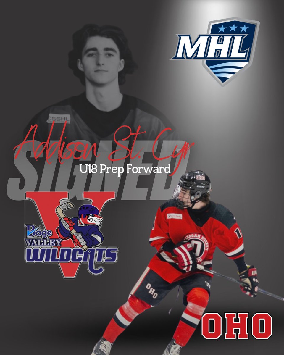 SIGNED! ✍🏼

Huge congratulations to OHO U18 Prep forward and 2025 graduate Addison St. Cyr on signing with the Jr. A <a href="/Valley_Wildcats/">Bage Valley Wildcats</a> of <a href="/THEMHL/">The MHL</a> 

Way to go, Addison — we look forward to cheering you on as a Wildcat next season!