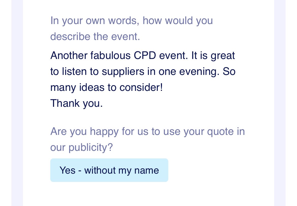 Fab feedback as ever - if you’re SLT and not yet tried an event please do! bluecoweducation.com/events