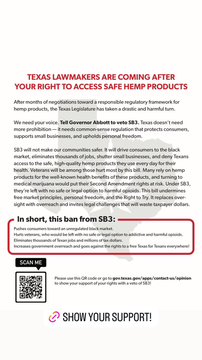 SHOW YOUR SUPPORT. SAVE THE TEXAS HEMP INDUSTRY. #sb3

gov.texas.gov/apps/contact-u…