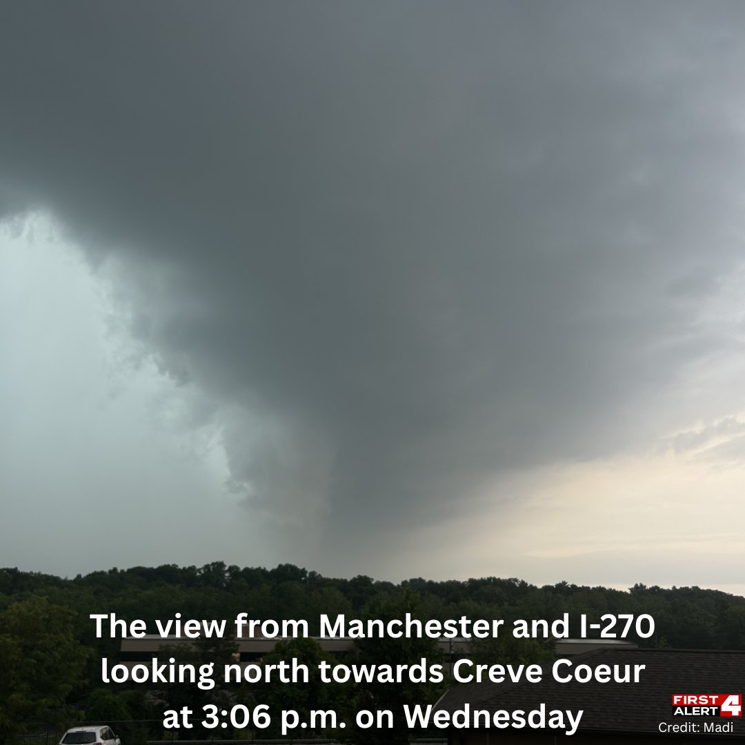 First Alert 4 viewer Madi shared a photo of the view from Manchester and Interstate 270 during Wednesday afternoon's tornado warning.