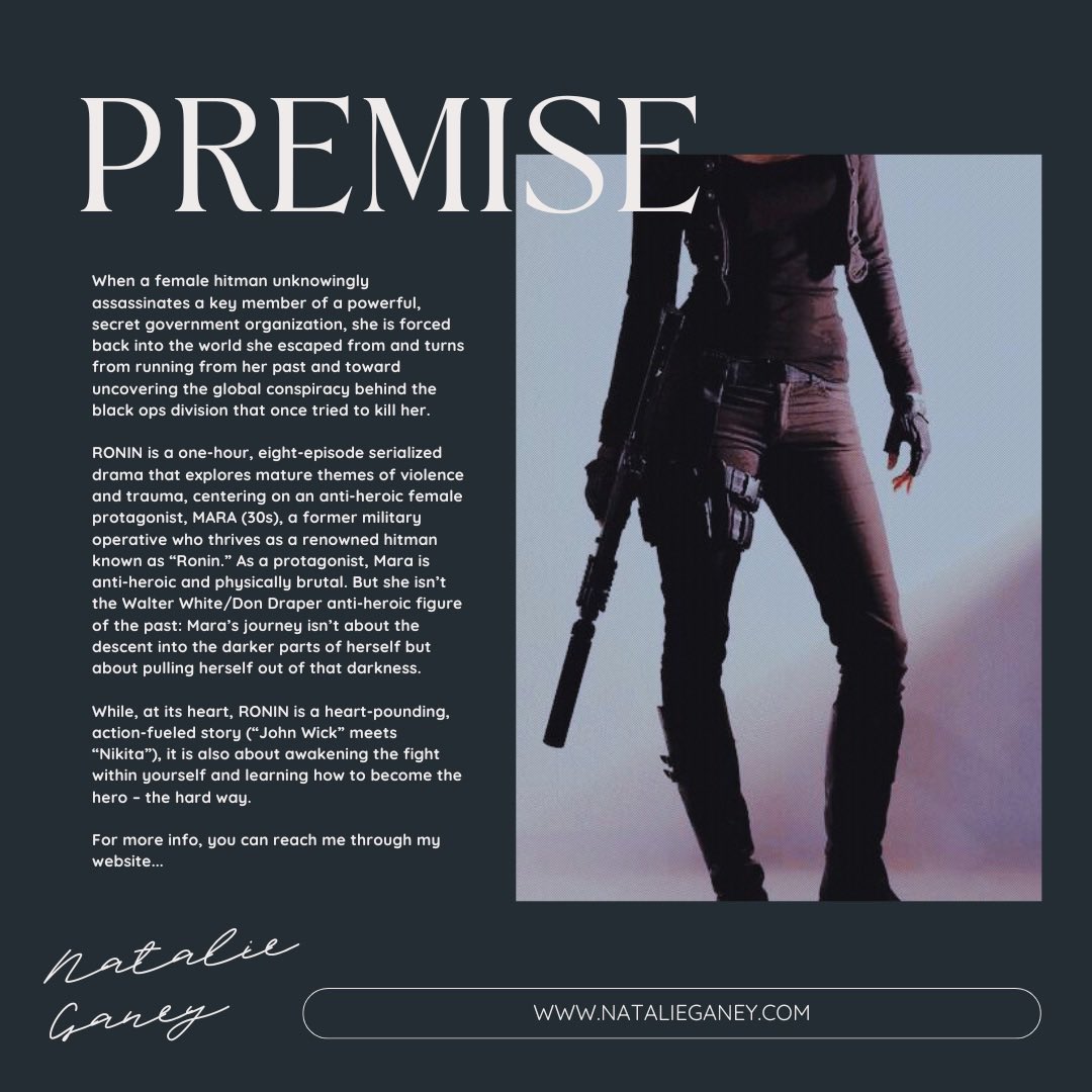 Voila! A mini deck for my female-lead action pilot, RONIN!

When a female hitman unknowingly assassinates a member of a secret government organization, she’s thrust back into the world of her past &amp; toward uncovering the global conspiracy behind the people who tried to kill her.