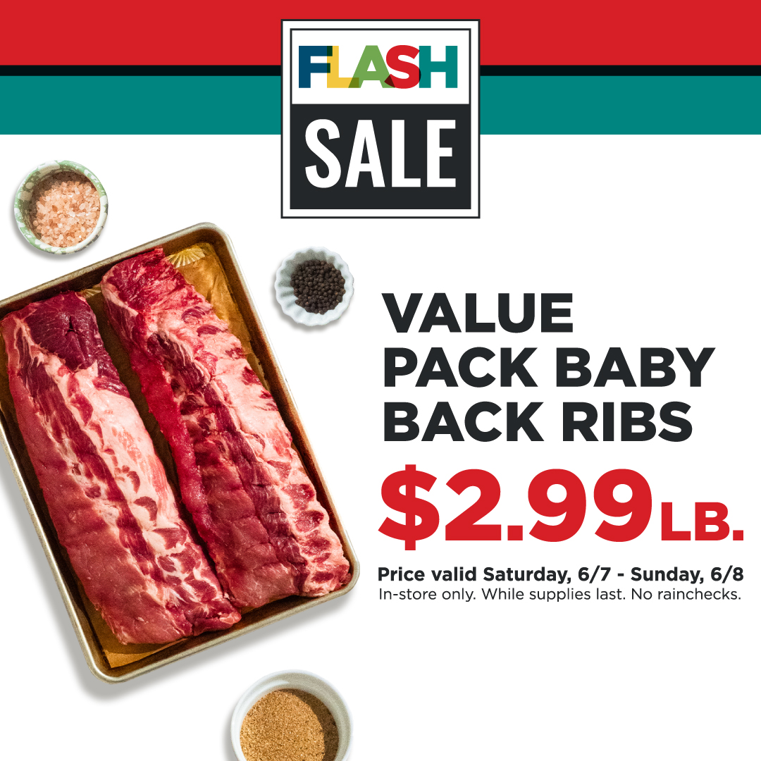🚨 Head to Heinen's this weekend for a Flash Sale on Value Packs of Baby Back Ribs in our Meat Department! 🍖 

Valid in-store, June 7-8, 2025, while supplies last. See store for details.