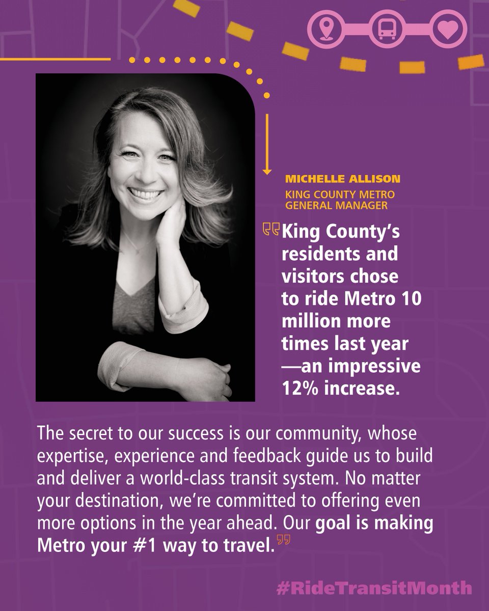 ICYMI – June is Ride Transit Month! 🚌  Celebrate by taking the pledge: bit.ly/3azmMNh

In 2024, Metro ridership was up by 12%, and we’re celebrating a better experience for riders. There’s always more to do—join us to get there together!