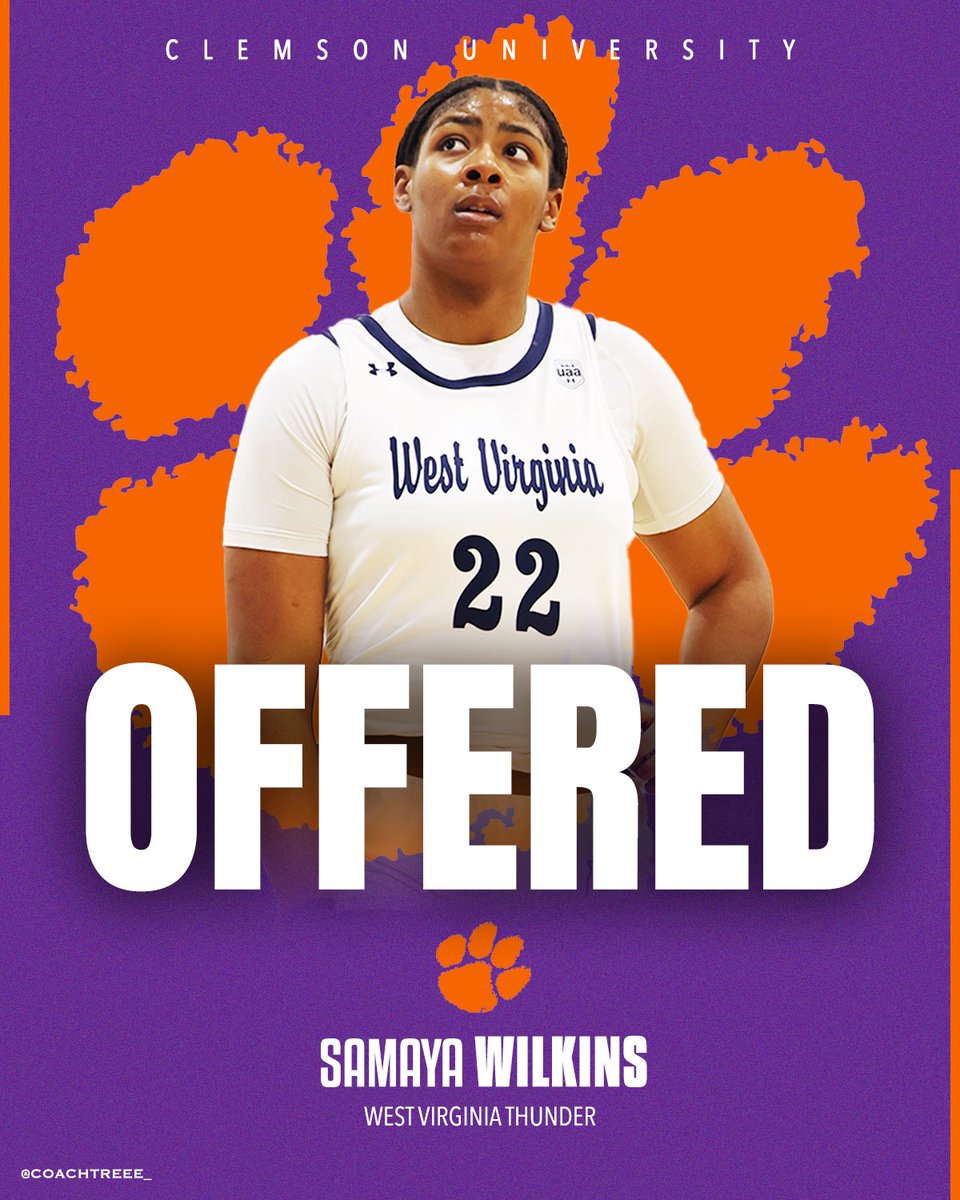 West Virginia Thunder UAA (@wvthunderuaa) on Twitter photo Samaya Wilkins ‘27 (<a href="/samayaa_wilks/">Samaya Wilkins</a>) has picked up an offer from Clemson!
#WVThunderFam | ⚡️⚡️ Samaya Wilkins ‘27 (<a href="/samayaa_wilks/">Samaya Wilkins</a>) has picked up an offer from Clemson!
#WVThunderFam | ⚡️⚡️