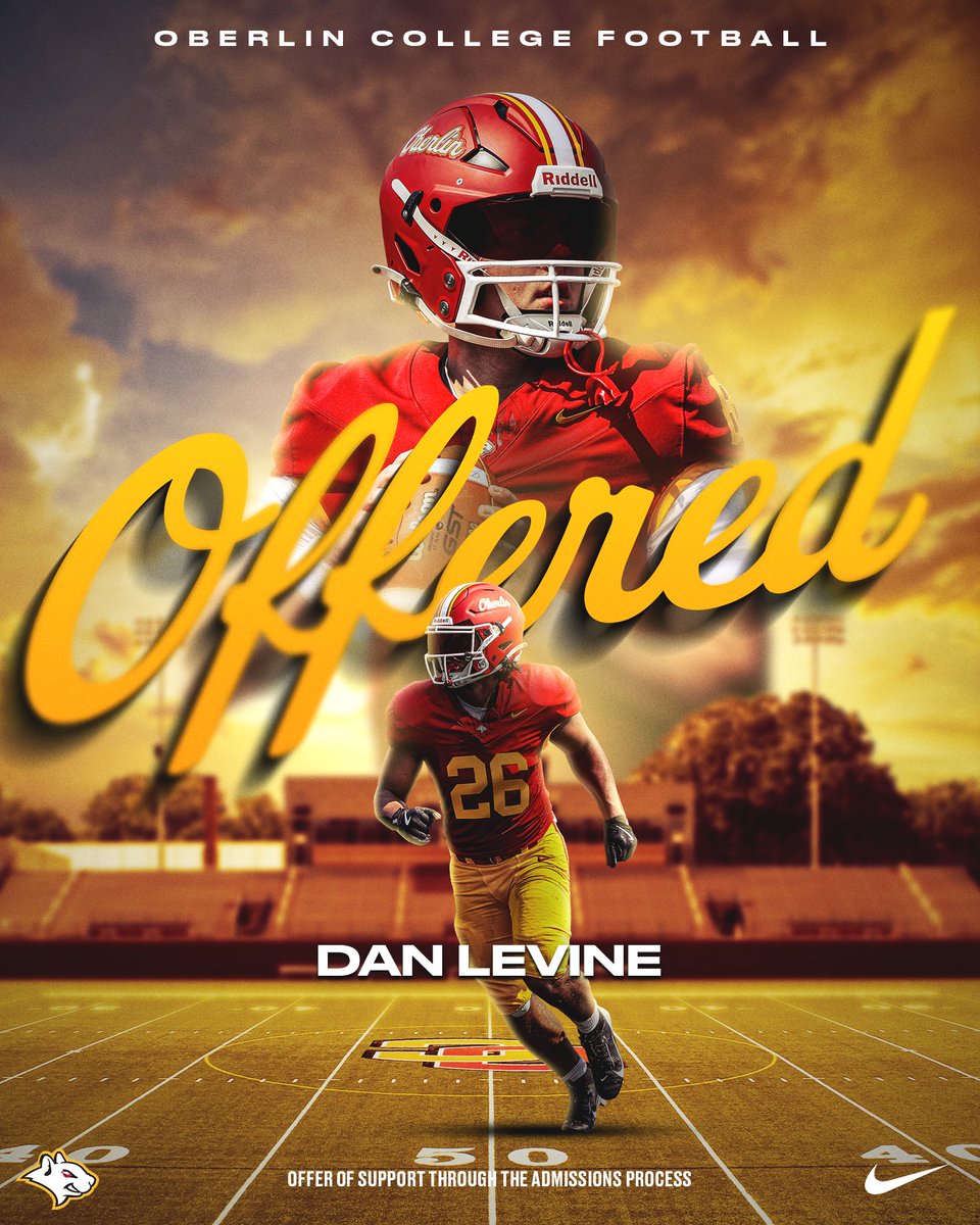 Daniel LeVine (@danlevine07) on Twitter photo After an exciting call with <a href="/CoachKyleZies/">Kyle Zies</a>, I’m proud to have received my 2nd collegiate level football offer with <a href="/Yeo_Football/">Oberlin Football</a> for <a href="/oberlincollege/">Oberlin College</a> ‼️ Their academics and care for players really stands out.
<a href="/WHSFBRecruiting/">Wakeland HS Football Recruiting</a>
<a href="/coachjwhoward/">Jim Howard</a>
<a href="/Clintanderson_/">Clint Anderson</a>
<a href="/CoachOrtizOL/">Coach Rob Ortiz</a> After an exciting call with <a href="/CoachKyleZies/">Kyle Zies</a>, I’m proud to have received my 2nd collegiate level football offer with <a href="/Yeo_Football/">Oberlin Football</a> for <a href="/oberlincollege/">Oberlin College</a> ‼️ Their academics and care for players really stands out.
<a href="/WHSFBRecruiting/">Wakeland HS Football Recruiting</a>
<a href="/coachjwhoward/">Jim Howard</a>
<a href="/Clintanderson_/">Clint Anderson</a>
<a href="/CoachOrtizOL/">Coach Rob Ortiz</a>
