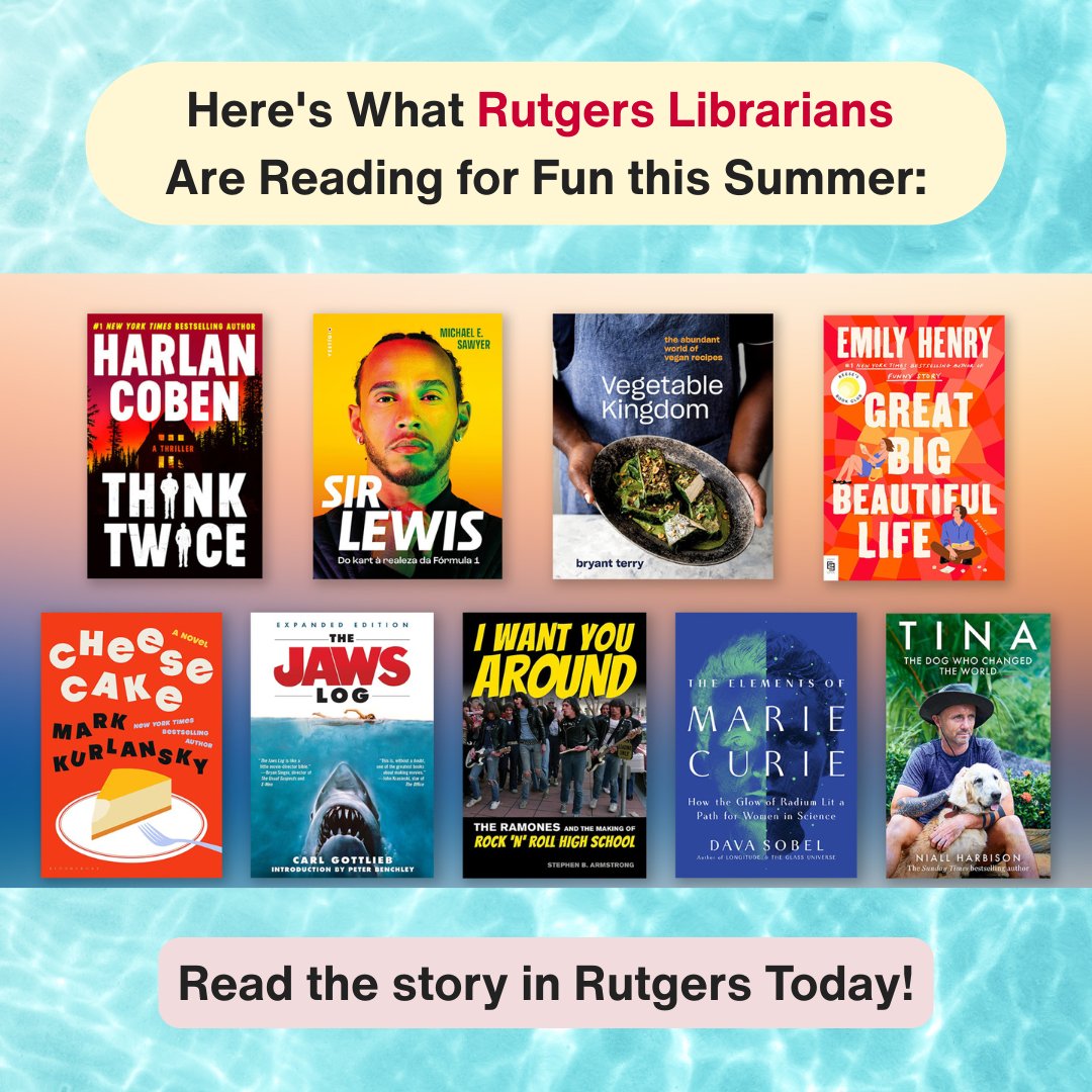 Need summer reading suggestions? Ask a Rutgers Librarian! Or you can read the story 👇about what some of our librarians have on their own summer reading lists.
rutgers.edu/news/heres-wha…