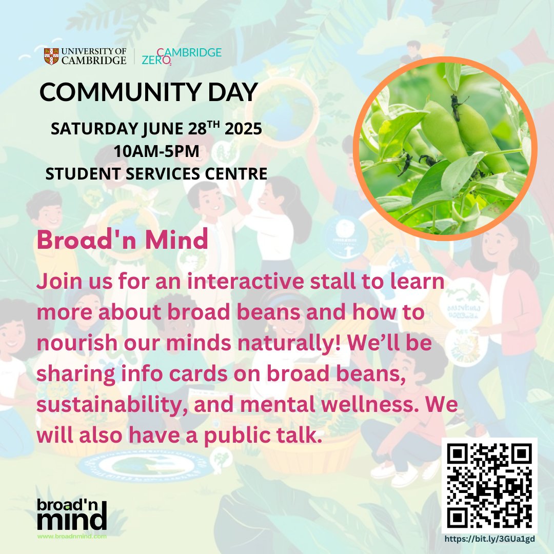 🌿 Broad beans for brains! <a href="/broadnmind/">Broad'n Mind</a> explores food, sustainability &amp; mental health.

Don’t miss their public talk either!

🗓️ 28 June | 📍Student Services Centre - FREE ENTRY!
More details: bit.ly/3FceZVp 

#SustainableFood #ClimateAction #CZCommunityDay2025