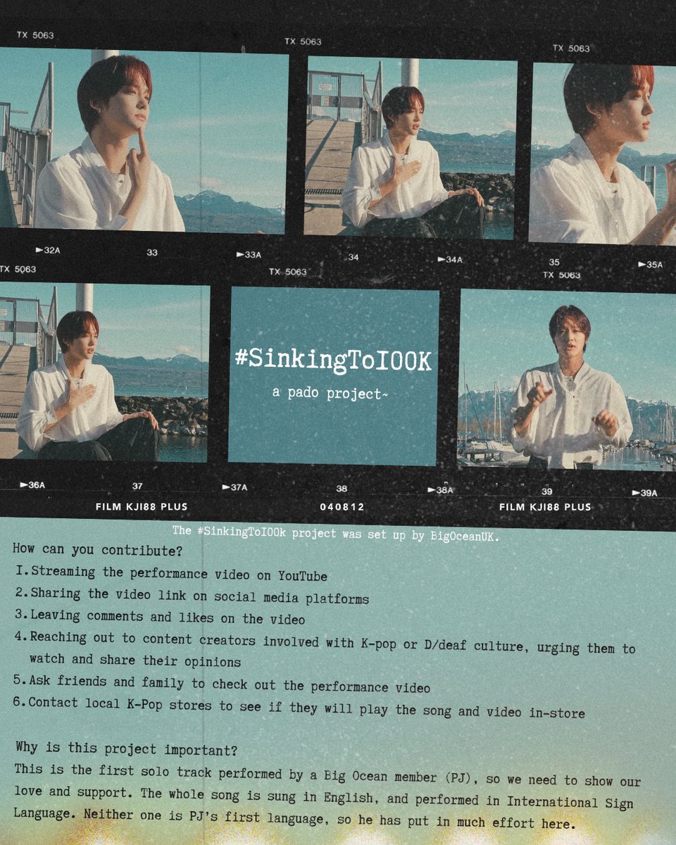 BigOceanDK's tweet photo. We are joining the #sinkingto100k Pado project, where the goal is to get the ‘Sinking’ performance video to 100k views on YouTube. 
-
#sinkingto100k #bigocean #pado #padopower #signlanguage #deafperformer #PJ #parkhyunjin #빅오션 #파도 #피제이 #박현진 https://t.co/Pfmw8PibkJ