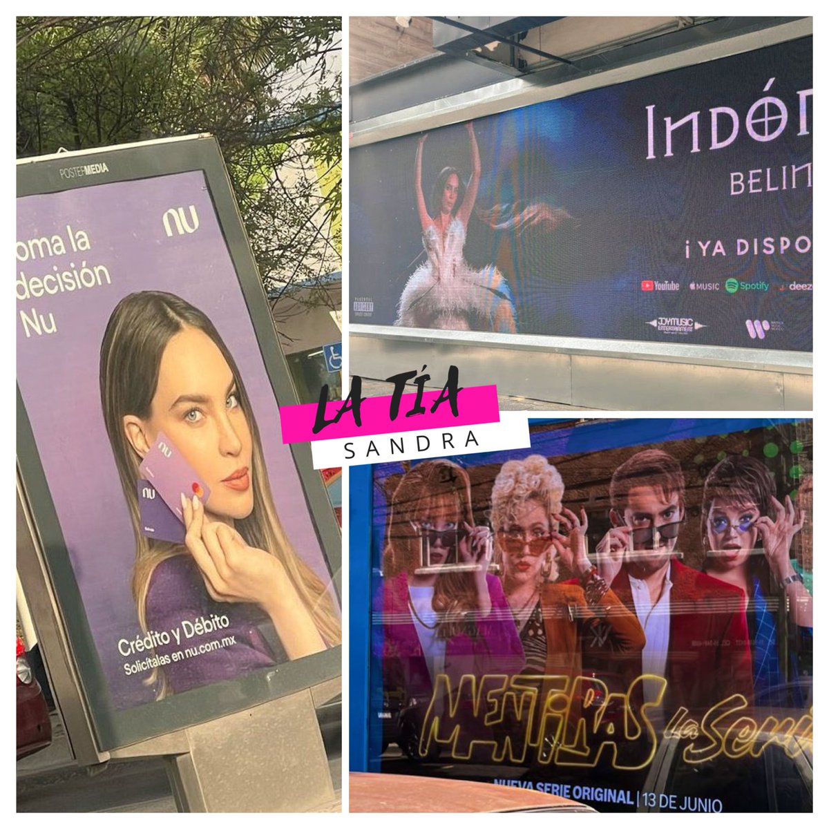 TuTiaSandra's tweet photo. BELINDA conquista la Ciudad de México😍😍🌵

Espectaculares de la cantante #Belinda por toda la ciudad

#Indomita #MentirasLaSerie #mentiras https://t.co/qoXTqvx583