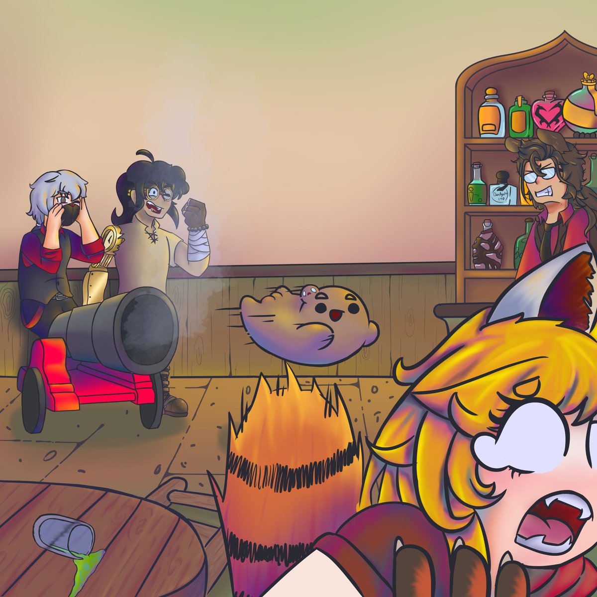 Bien podría describir la clase de pendejadas que hago cuando tengo demasiado tiempo libre :D

Muchas gracias a <a href="/Papitart_/">Papita (commissions open)</a> Por el dibujo, a <a href="/Shua_G27/">Shua_G_VT</a> por la idea y a <a href="/YuelioM/">Yuelio Menendez 🐶🍺</a> y <a href="/pangi59/">Pangi *Arco Isekai*</a> por mandar referencias sin saber para qué xD