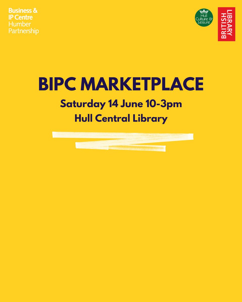 BIPC Hull (Hull Libraries) (@bipchull) on Twitter photo Next week, pop along to Hull Central Library and show your support for our local small businesses on Saturday, 14 June.
If you are interested in booking a table for our next BIPC Marketplace, please drop us an email reference.library@hcandl.co.uk Next week, pop along to Hull Central Library and show your support for our local small businesses on Saturday, 14 June.
If you are interested in booking a table for our next BIPC Marketplace, please drop us an email reference.library@hcandl.co.uk