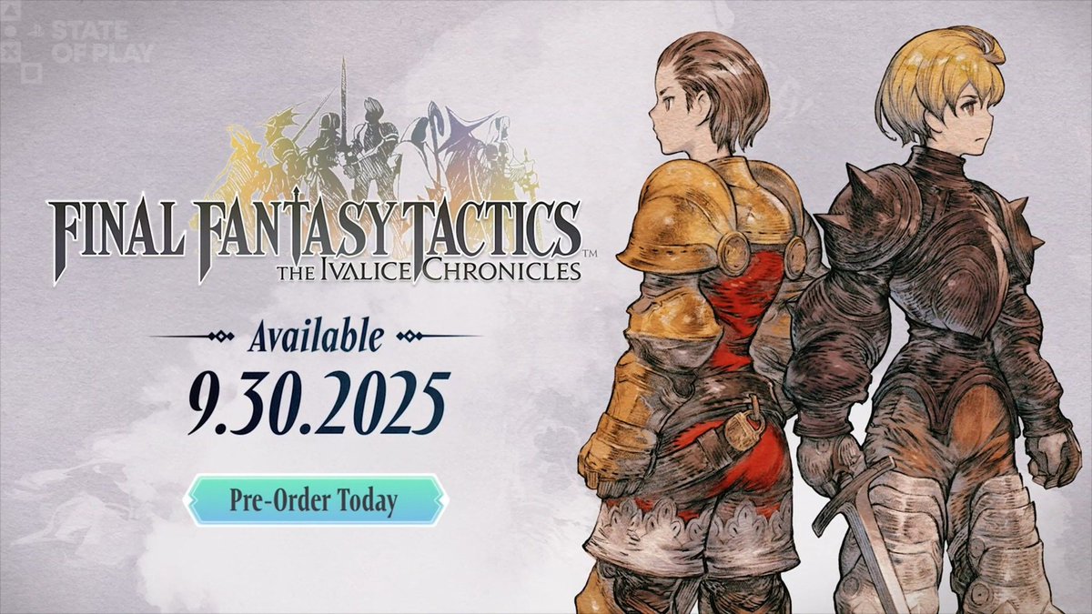 Final Fantasy Tactics

Fecha de salida: 30 de Septiembre 

#StateOfPlay
