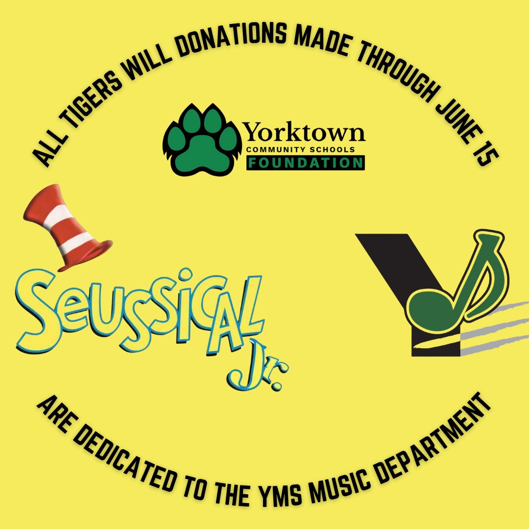 Yorktown Community Schools Foundation (@ycsfoundation) on Twitter photo It's the 2nd week of Tigers Will donation designation to the <a href="/YorktownMS/">YorktownMiddleSchool</a> Music Department. Your donation will sponsor their 1st show in 20 years! Help make this opportunity a reality for students. Donate before 6/15!
Web: shorturl.at/I4V8X
Venmo: shorturl.at/n5Wvf It's the 2nd week of Tigers Will donation designation to the <a href="/YorktownMS/">YorktownMiddleSchool</a> Music Department. Your donation will sponsor their 1st show in 20 years! Help make this opportunity a reality for students. Donate before 6/15!
Web: shorturl.at/I4V8X
Venmo: shorturl.at/n5Wvf