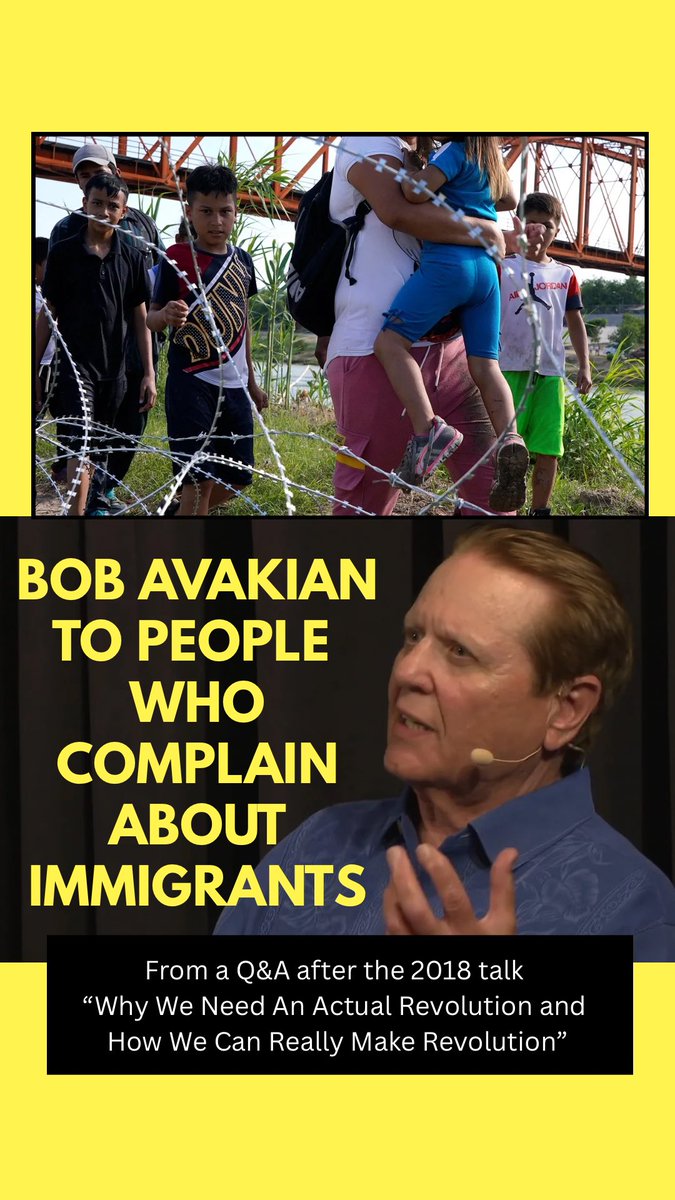 BobAvakian's tweet photo. Bob Avakian to People Who Complain About Immigrants Crossing the Border
Excerpt from the Q&A following his 2018 speech “Why We Need An Actual Revolution and How We Can Really Make Revolution”
#iceraids #defendimmigrants #fascism #nofascistusa #trumpmustgonow #stopice #migra https://t.co/G0fmrnEZgQ